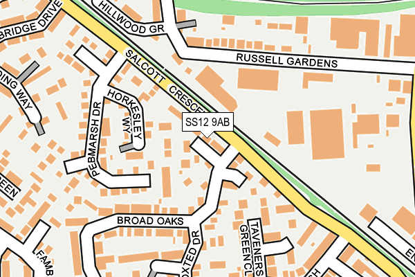 SS12 9AB map - OS OpenMap – Local (Ordnance Survey)