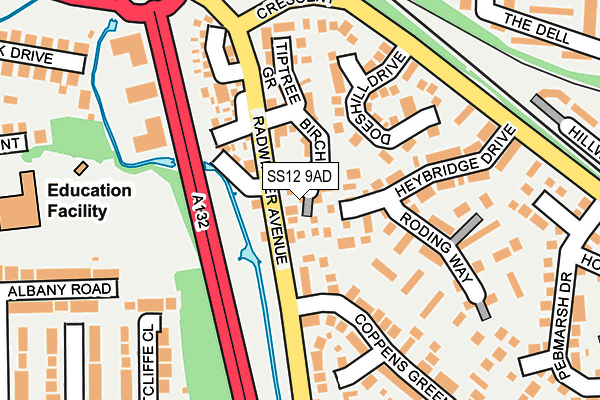 SS12 9AD map - OS OpenMap – Local (Ordnance Survey)