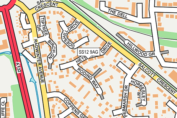 SS12 9AG map - OS OpenMap – Local (Ordnance Survey)