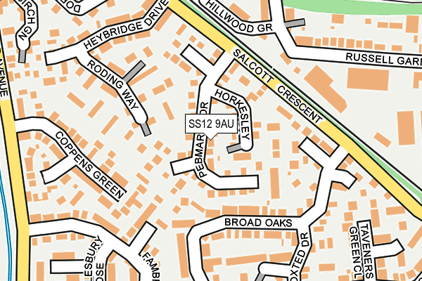 SS12 9AU map - OS OpenMap – Local (Ordnance Survey)