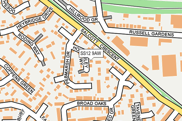 SS12 9AW map - OS OpenMap – Local (Ordnance Survey)