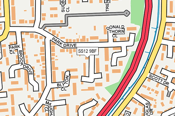 SS12 9BF map - OS OpenMap – Local (Ordnance Survey)
