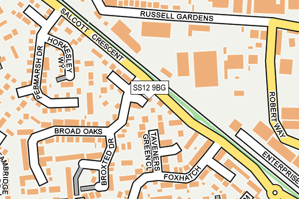 SS12 9BG map - OS OpenMap – Local (Ordnance Survey)
