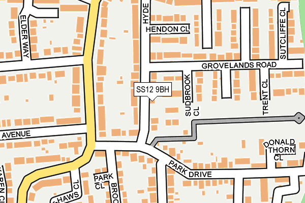SS12 9BH map - OS OpenMap – Local (Ordnance Survey)