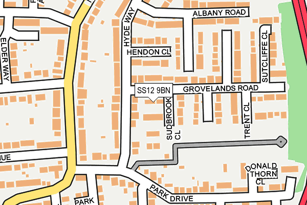 SS12 9BN map - OS OpenMap – Local (Ordnance Survey)