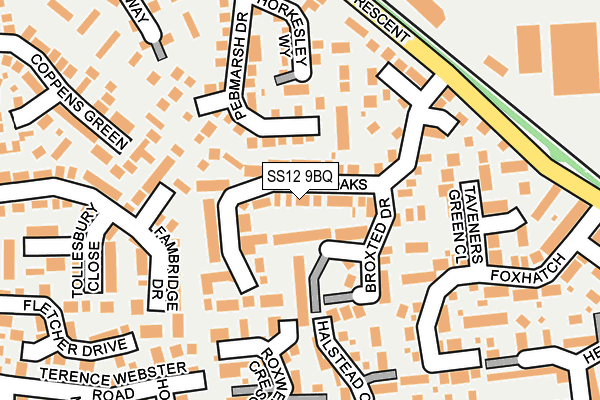 SS12 9BQ map - OS OpenMap – Local (Ordnance Survey)