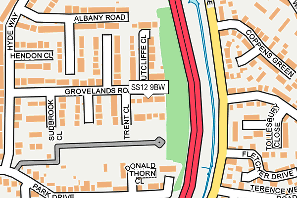 SS12 9BW map - OS OpenMap – Local (Ordnance Survey)