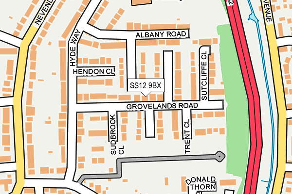 SS12 9BX map - OS OpenMap – Local (Ordnance Survey)