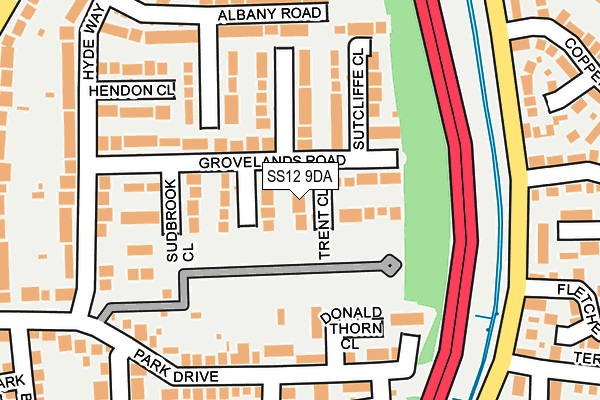 SS12 9DA map - OS OpenMap – Local (Ordnance Survey)