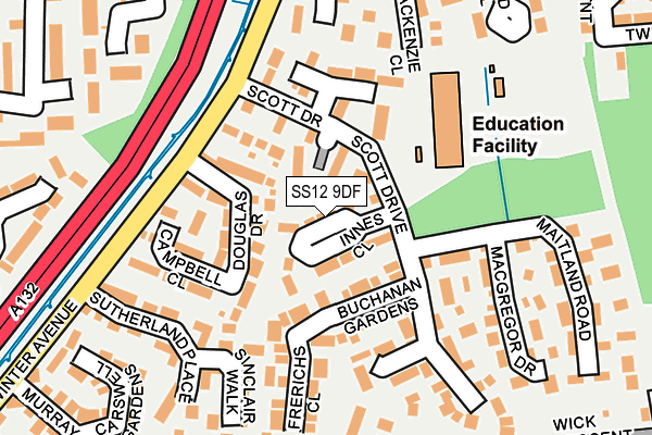 SS12 9DF map - OS OpenMap – Local (Ordnance Survey)