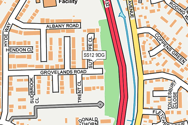 SS12 9DG map - OS OpenMap – Local (Ordnance Survey)