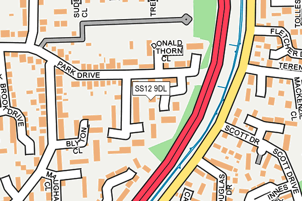SS12 9DL map - OS OpenMap – Local (Ordnance Survey)