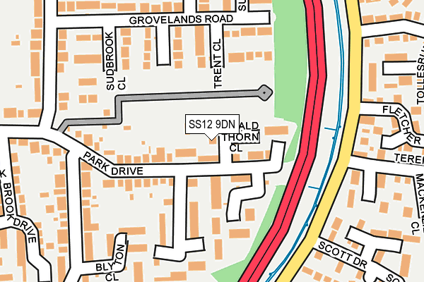 SS12 9DN map - OS OpenMap – Local (Ordnance Survey)