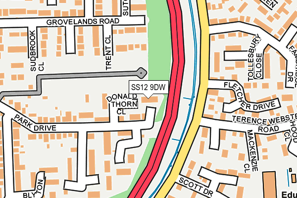 SS12 9DW map - OS OpenMap – Local (Ordnance Survey)