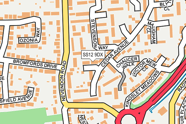 SS12 9DX map - OS OpenMap – Local (Ordnance Survey)