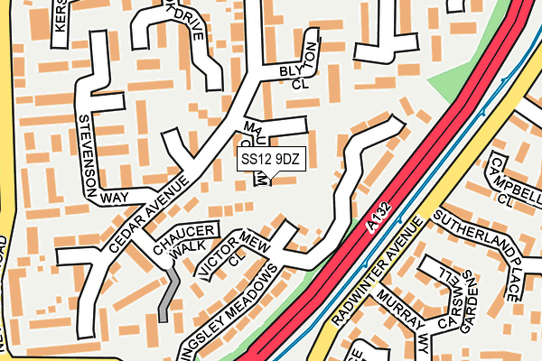 SS12 9DZ map - OS OpenMap – Local (Ordnance Survey)