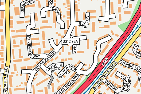 SS12 9EA map - OS OpenMap – Local (Ordnance Survey)