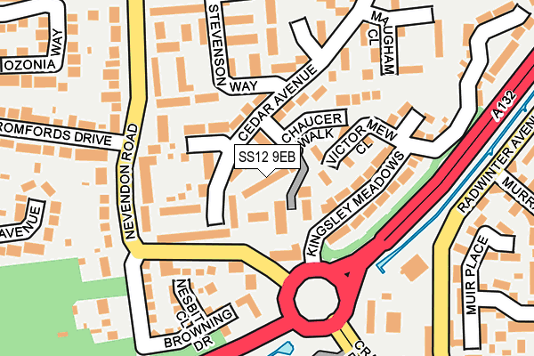 SS12 9EB map - OS OpenMap – Local (Ordnance Survey)
