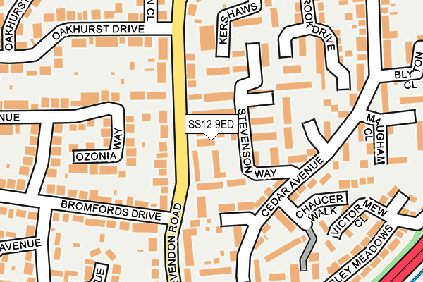 SS12 9ED map - OS OpenMap – Local (Ordnance Survey)