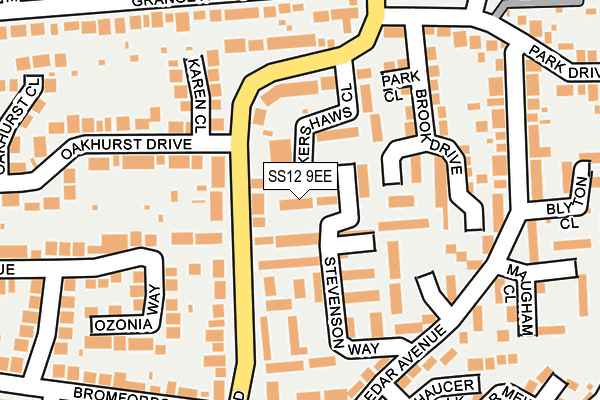SS12 9EE map - OS OpenMap – Local (Ordnance Survey)