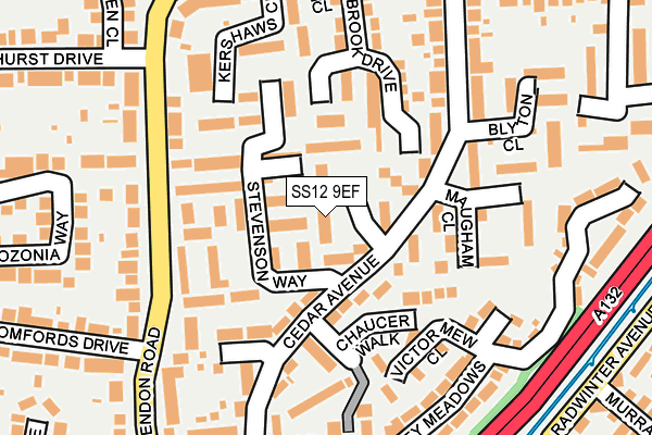 SS12 9EF map - OS OpenMap – Local (Ordnance Survey)
