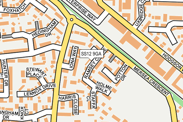 SS12 9GA map - OS OpenMap – Local (Ordnance Survey)