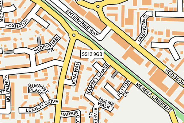 SS12 9GB map - OS OpenMap – Local (Ordnance Survey)