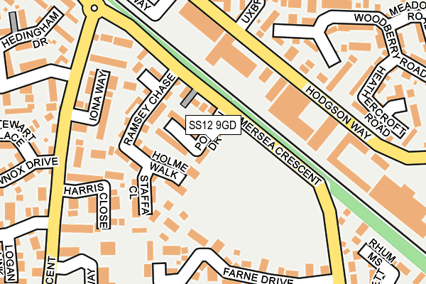 SS12 9GD map - OS OpenMap – Local (Ordnance Survey)
