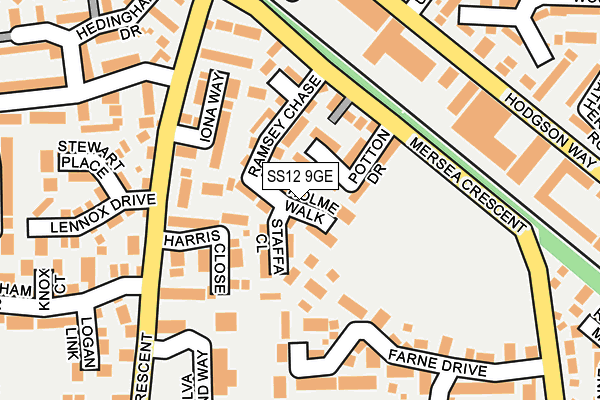 SS12 9GE map - OS OpenMap – Local (Ordnance Survey)