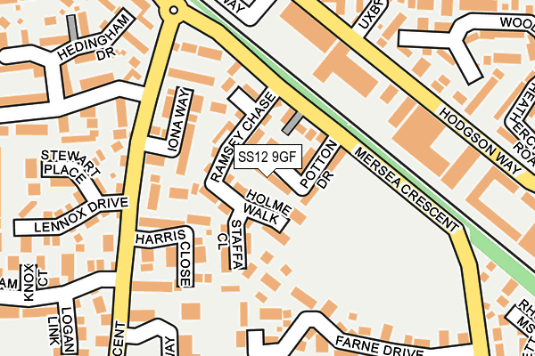 SS12 9GF map - OS OpenMap – Local (Ordnance Survey)
