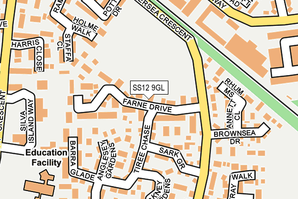 SS12 9GL map - OS OpenMap – Local (Ordnance Survey)