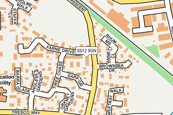 SS12 9GN map - OS OpenMap – Local (Ordnance Survey)