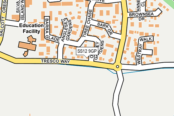 SS12 9GP map - OS OpenMap – Local (Ordnance Survey)