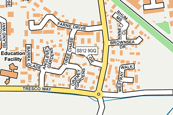 SS12 9GQ map - OS OpenMap – Local (Ordnance Survey)