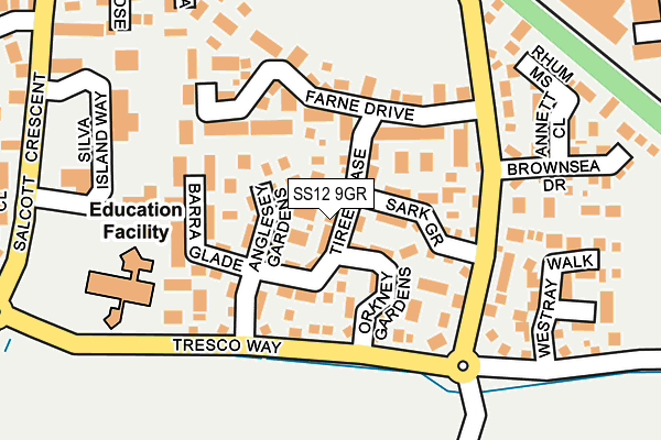 SS12 9GR map - OS OpenMap – Local (Ordnance Survey)