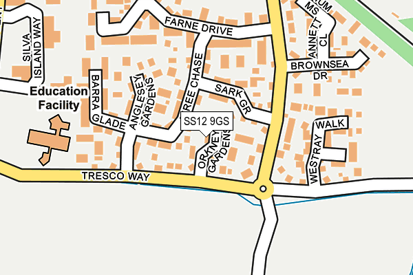 SS12 9GS map - OS OpenMap – Local (Ordnance Survey)