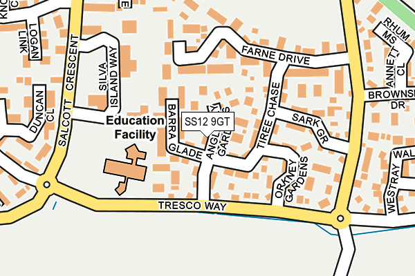 SS12 9GT map - OS OpenMap – Local (Ordnance Survey)