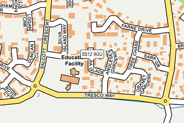 SS12 9GU map - OS OpenMap – Local (Ordnance Survey)