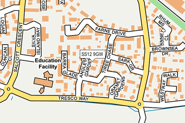 SS12 9GW map - OS OpenMap – Local (Ordnance Survey)