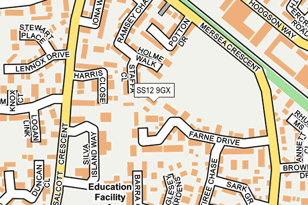 SS12 9GX map - OS OpenMap – Local (Ordnance Survey)