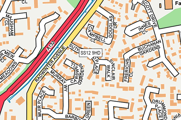 SS12 9HD map - OS OpenMap – Local (Ordnance Survey)