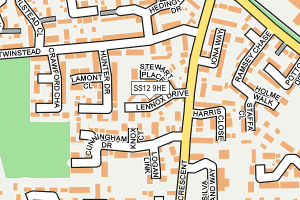 SS12 9HE map - OS OpenMap – Local (Ordnance Survey)