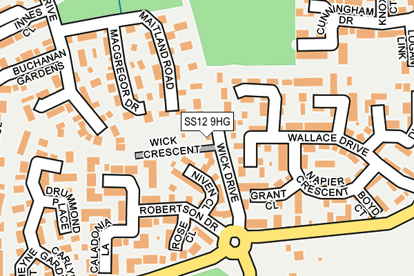 SS12 9HG map - OS OpenMap – Local (Ordnance Survey)