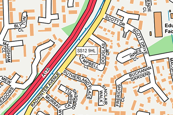 SS12 9HL map - OS OpenMap – Local (Ordnance Survey)