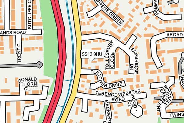 SS12 9HU map - OS OpenMap – Local (Ordnance Survey)