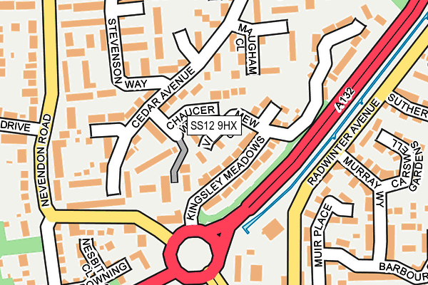 SS12 9HX map - OS OpenMap – Local (Ordnance Survey)