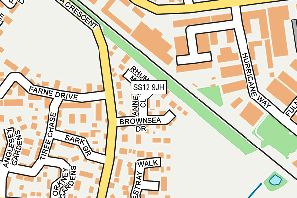SS12 9JH map - OS OpenMap – Local (Ordnance Survey)