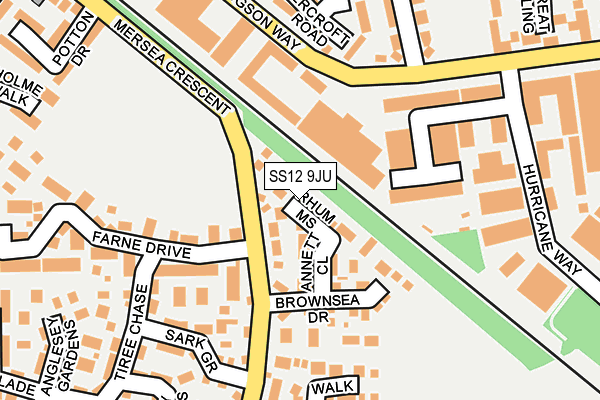 SS12 9JU map - OS OpenMap – Local (Ordnance Survey)