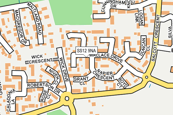 SS12 9NA map - OS OpenMap – Local (Ordnance Survey)