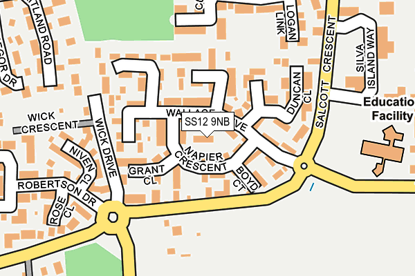 SS12 9NB map - OS OpenMap – Local (Ordnance Survey)